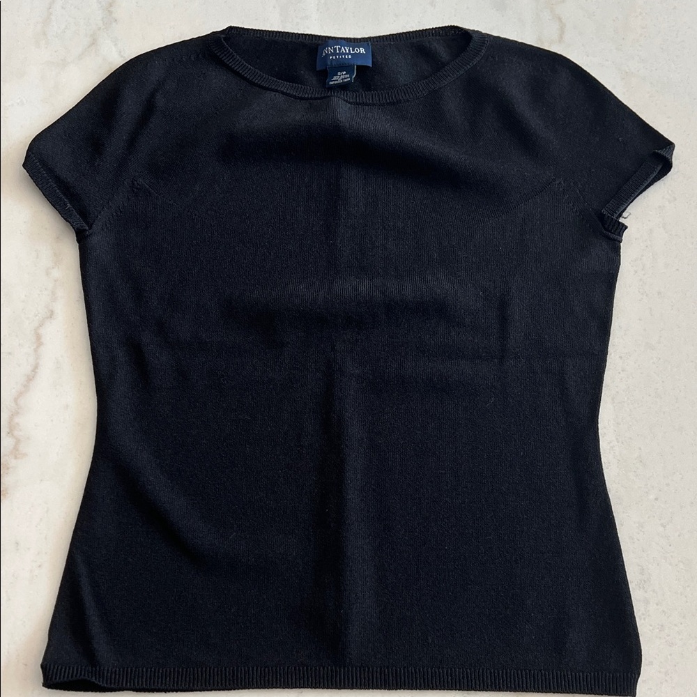 Ann Taylor Classic Black Short Sleeve Top